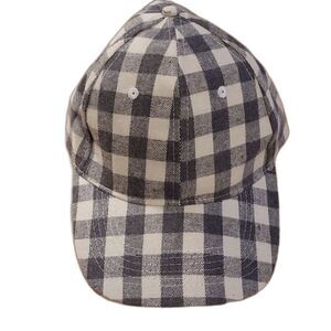 Baseball cap plaid gray and white